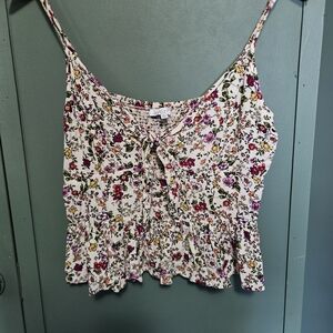 Patrons of Peace Pink and Purple Smocked Tie Front Camisole